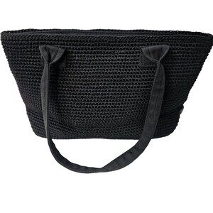 The Sak Purse Shoulder Bag Black Nylon Crochet Boho